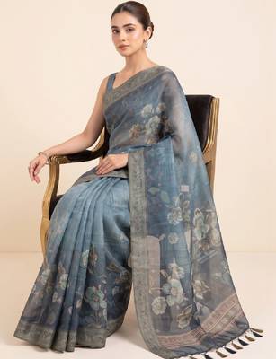 Floral silk blend designer kanjeevaram saree 4