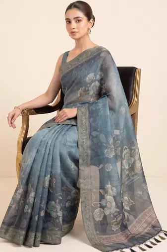 Floral silk blend designer kanjeevaram saree