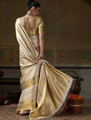 Floral zari silk blend designer kanjeevaram saree 2