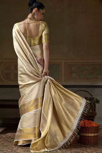 Floral zari silk blend designer kanjeevaram saree