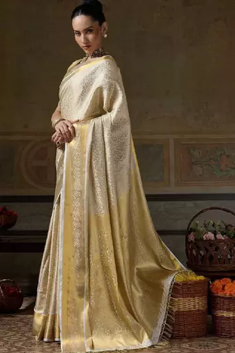 Floral zari silk blend designer kanjeevaram saree