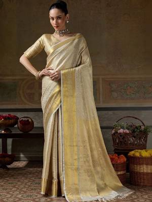 Woven design zari silk blend designer kanjeevaram saree 1