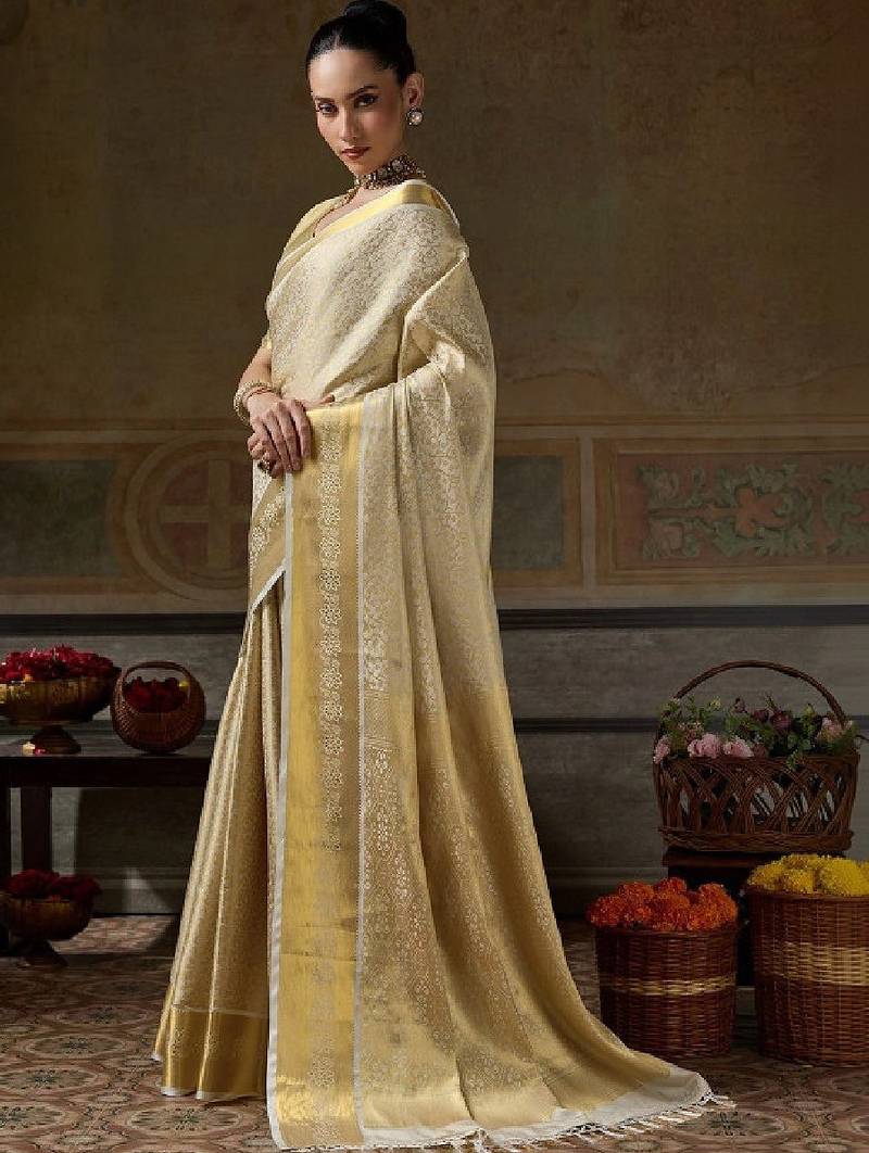Woven design zari silk blend designer kanjeevaram saree
