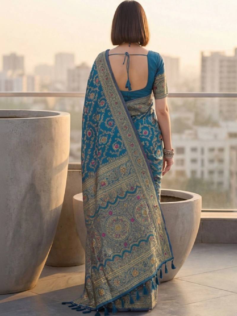 Woven design zari silk blend designer kanjeevaram saree