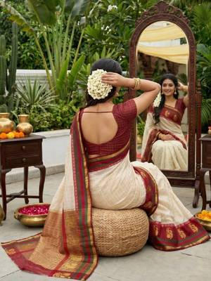 Woven design zari art silk designer kanjeevaram saree 2