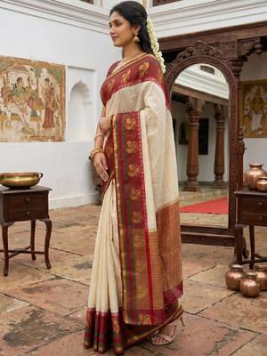 Woven design zari art silk designer kanjeevaram saree 3