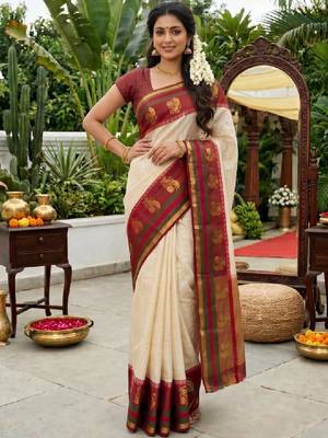 Woven design zari art silk designer kanjeevaram saree 4