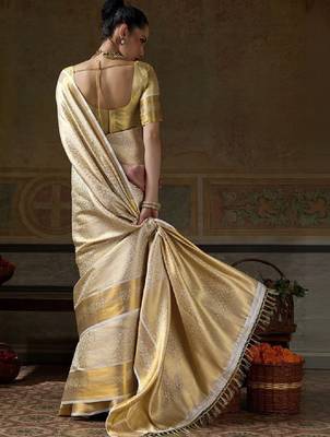 Woven design zari silk blend designer kanjeevaram saree 2