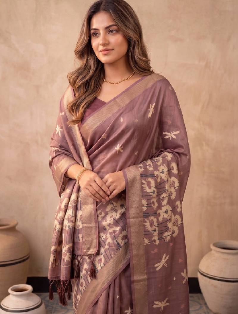 Floral silk blend designer kanjeevaram saree
