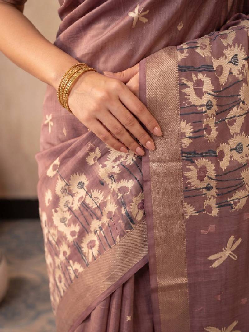 Floral silk blend designer kanjeevaram saree