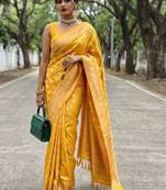 Ethnic motifs zari art silk handloom kanjeevaram saree