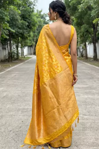Ethnic motifs zari art silk handloom kanjeevaram saree