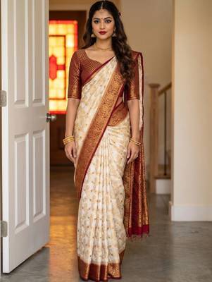 Woven design zari art silk designer kanjeevaram saree 1