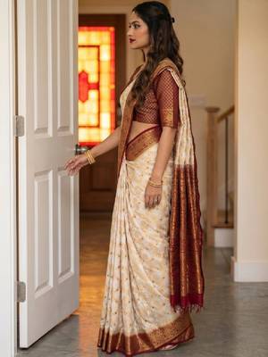 Woven design zari art silk designer kanjeevaram saree 3