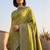 Women green banarasi jacquard zari weaving tassel pallu sarees
