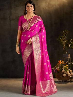 Woven design zari silk blend designer kanjeevaram saree 1
