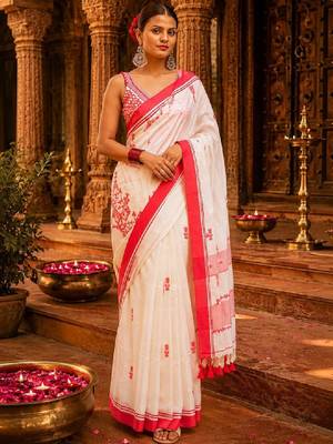 Ethnic motifs handloom kanjeevaram saree 1