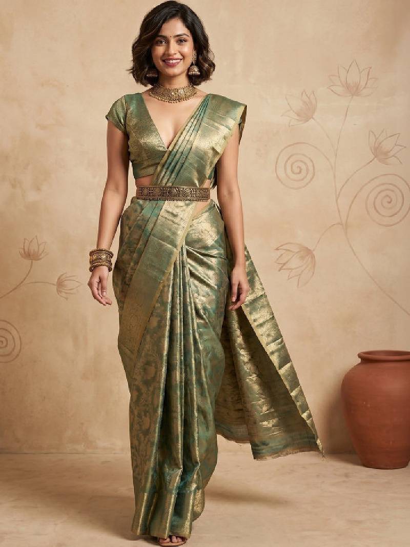 Woven design zari art silk handloom kanjeevaram saree
