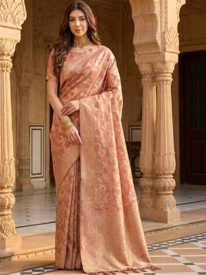 Woven design zari silk blend designer kanjeevaram saree 1