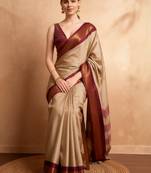 Ethnic motifs woven design zari kanjeevaram saree & unstitched blouse piece
