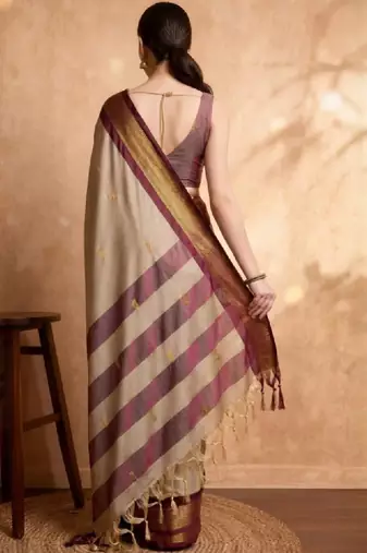 Ethnic motifs woven design zari kanjeevaram saree & unstitched blouse piece