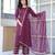 Burgundy floral printed viscose rayon kurta set for women