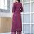 Burgundy floral printed viscose rayon kurta set for women