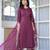 Burgundy floral printed viscose rayon kurta set for women