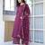 Burgundy floral printed viscose rayon kurta set for women