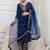Navy blue floral printed viscose rayon kurta set for women