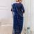 Navy blue floral printed viscose rayon kurta set for women