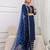 Navy blue floral printed viscose rayon kurta set for women
