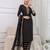 Black floral printed viscose rayon kurta set for women