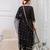 Black floral printed viscose rayon kurta set for women