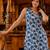 Blue floral printed pure cotton kurta set for women