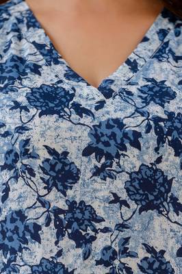 Blue floral printed pure cotton kurta set for women 5