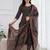 Black floral printed pure cotton kurta set for women