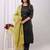 Black floral printed pure cotton kurta set for women