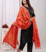 Black floral printed pure cotton kurta set for women