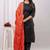 Black floral printed pure cotton kurta set for women