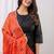 Black floral printed pure cotton kurta set for women