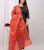 Black floral printed pure cotton kurta set for women
