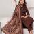 Brown solid polyester kurta set for women