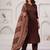 Brown solid polyester kurta set for women