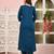 Teal blue solid viscose rayon kurta set for women