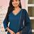 Teal blue solid viscose rayon kurta set for women