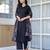 Black floral printed pure cotton kurta set for women