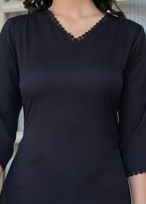 Black floral printed pure cotton kurta set for women 5