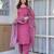 Mauve solid pure cotton kurta set for women