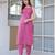 Mauve solid pure cotton kurta set for women